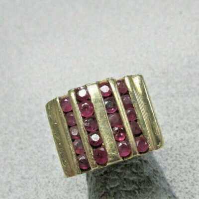 Unique Men's or Ladies Channel Set Ruby Ring 14k Gold Size 9 to 10   MAKE OFFER - Image 1 of 4