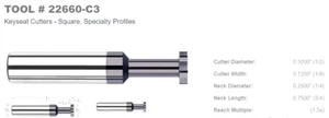22660-C3 - HARVEY -  .5" D X 1/8" KEYSEAT CUTTER - AlTiN - Picture 1 of 2
