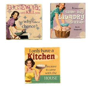 x3 Resin Magnets Retro 1950s Ironic Campy Housework Domestic Life 2 x 2 inches - Picture 1 of 2