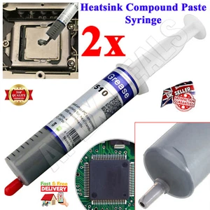 2x Grey Thermal Grease Heatsink Silicone Compound Paste Syringe Computer PC CPU - Picture 1 of 7