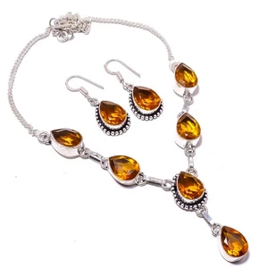 Citrine Silver Plated Jewelry Necklace Set TS4318-8 - Picture 1 of 5