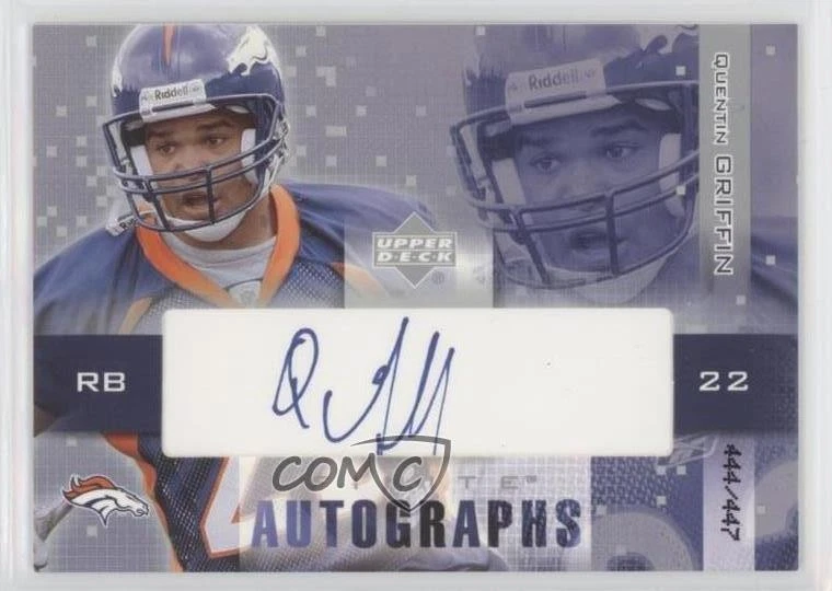 2003 Upper Deck Finite Auto /447 Quentin Griffin #FA-QG Rookie Auto RC - Image 1 of 2