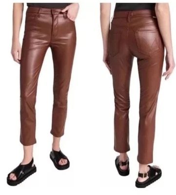 Pantalones MOTHER THE MID RISE DAZZLER TOBILLO Talla 27 Marrón Imitación Cuero Nuevos #X1-8 Foto 1 de 4