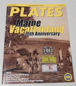 ALPCA PLATES magazine October 2011 Maine Vacationland license plates - Picture 1 of 1