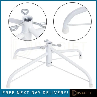HEAVY DUTY 40CM WHITE METAL CHRISTMAS TREE STAND FOR XMAS TREE HOLDER BASE NEW - Image 1 of 4