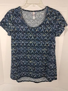 Camiseta clásica de manga corta con estampado floral azul LuLaRoe para mujer Xxsmall - Imagen 1 de 7