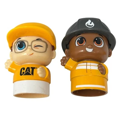 Mega Bloks Block Buddies CAT Caterpillar Freddy Firefighter Figures Set - Image 1 of 3