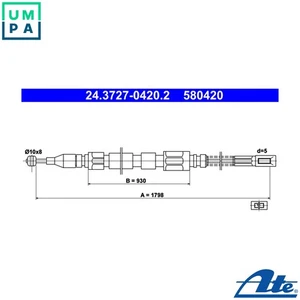 CABLE PULL PARKING BRAKE 24.3727-0420.2 FOR MERCEDES-BENZ T1/Van/Bus 2.3L 4cyl - Picture 1 of 9