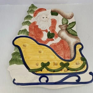 Weihnachtsmann Keramik Untersetzer Wandbehang 7455 Italien handbemalt Weihnachten Vintage - Bild 1 von 4