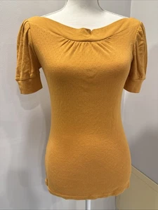 Charlotte Russe Shirt Short Sleeve Mustard Yellow NWT New Size Medium - Picture 1 of 7