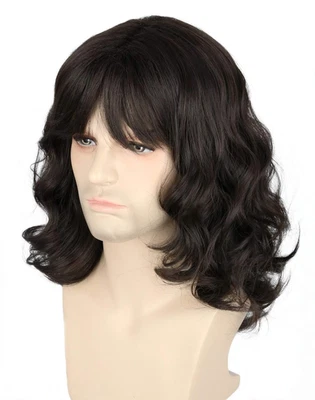 Pelucas para hombre California 70S 80S Peluca de roca Negro Marrón Pelucas rizadas para disfraz de Halloween Foto 1 de 4