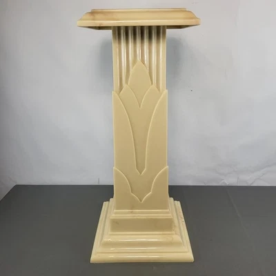 Vintage Display/Plant Pot Pedestal Resin Cream Vintage Art Deco Stone Look 68cm  - Image 1 of 4