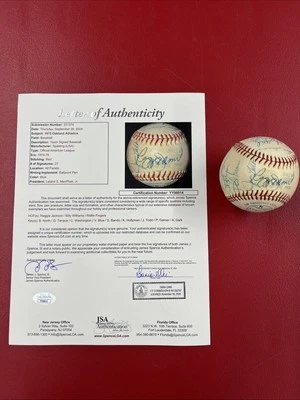 Oakland Athletics Signed 1975 Team Baseball 27 Signatures JSA LOA Reggie Jackson - Image 1 of 4