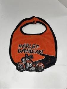 Baby Boy Harley Davidson Bib 0-3 Mo Orange Black Motorcycle - Picture 1 of 6