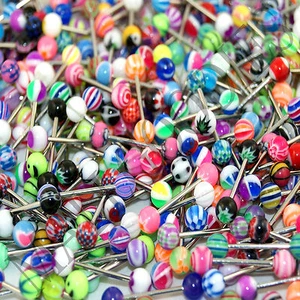 V099 Acrylic Tongue Rings Barbells Hearts Stars Strips Flowers Weed Pot Peace  - Picture 1 of 1