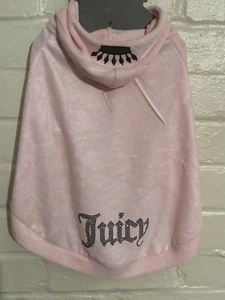 Felpa con cappuccio Juicy Couture Terry cane rosa M/L piccola razza Halloween cani regalo bagno - Foto 1 di 3