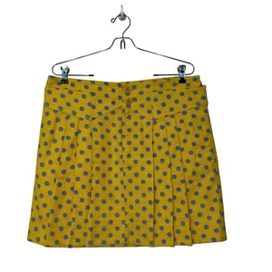 See By Chloe Yellow Blue Polkadot Pleated Skirt 100% Cotton Sz 10 Spring Fun - Picture 1 of 10