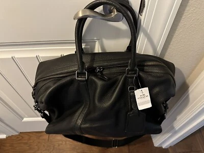 Bolso de cuero granulado COACH Explorer negro cumple con equipaje de mano TSA NUEVO CON ETIQUETAS $695 Ret Foto 1 de 4