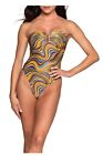 WIKINI Costume Full Lurex Blue/Yellow/Gold CLEMENTINA 24D20L Made IN Italy