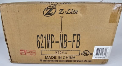 Z-Lite 621 МП-MB-FB Neutra 6 дюймов W мини подвесной свет матовый черный / литейная латунь - Изображение 1 из 4
