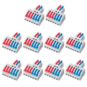 10Pcs Wire Connector 2 Conductor 2 In 6 Out Compact for Circuit Inline 24-12 AWG - Bild 1 von 9