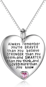 Sterling Silver Always Remember You Are Braver than You Believe Necklace Gifts - Picture 1 of 7
