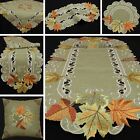 Autumn Fall Doily Table runner Tablecloth Cushion cover Linen-look Green Beige