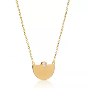 Collana Ciondolo Piccolo Orizzonte Diamante Oro 14K 0,05 Ct. Creata in Lab - Foto 1 di 4