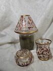 Yankee Candle Crackle Glass Shade, Votive, &amp; Tealight Hldr Fall Leaves with Gold