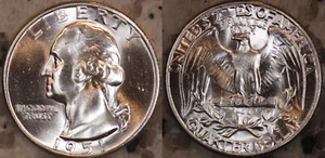 1951 P Washington Quarter 25C gema ¡Bu brillo! 90% PLATA Z1007 - Imagen 1 de 3