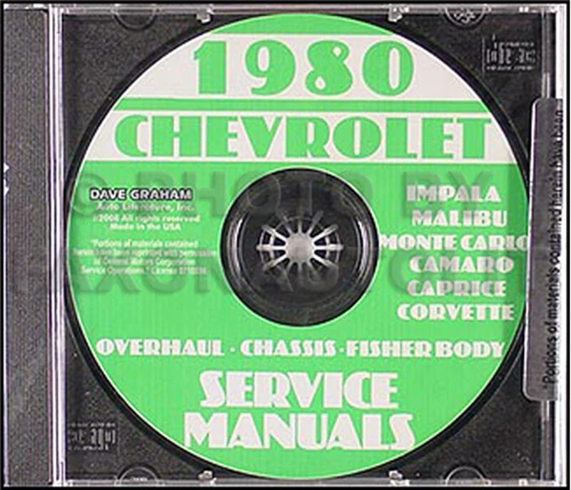 Chevrolet Car Shop 1980 conjunto manual PDF en CD servicio de reparación revisión carrocería Foto 1 de 1