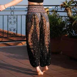 Damen Hippie Hose Boho lose Yogahose Viskose Tasche weibliche Strandkleidung täglich - Bild 1 von 60