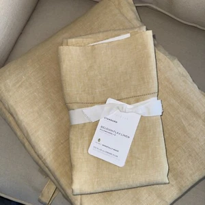 Pottery Barn Belgian Flax Linen F/ QUEEN Duvet & 2 Pillowcases DAFFODIL, Sample - Picture 1 of 7