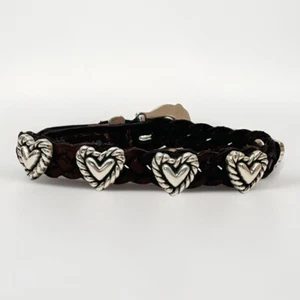 VTG Brighton Roped Heart Bracelet Braided Leather Y2K 2000s Coastal Cowgirl-Core - Picture 1 of 9