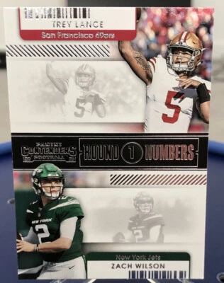 2021 Panini Contenders TREY LANCE RC /ZACH WILSON RC Round 1 Numbers RN-TLA - Image 1 of 2