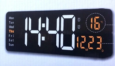 Orologio Digitale Luminoso Da Parete Multifunzione Telecomando Data Temperatura