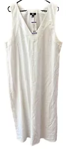 DKNY Women Linen Blend Dress V Neck Pullover Side Slits XXL Sleeveless NEW - Picture 1 of 11