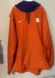 Clemson Tigers Jacket Mens XL Orange Nike Dri Fit Windbreaker 1/4 Zip Pullover - Picture 1 of 4
