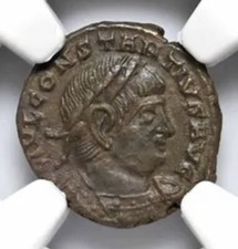 NGC AU Constantius II, Son of Constantine Roman Empire 337-361 AD Bi Nummus Coin