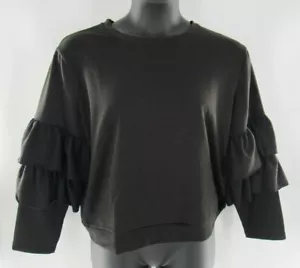 Plus Size Women's Black Ruffle Sleeve Sweatshirt Top Size 1X: Brand New!! - Picture 1 of 4