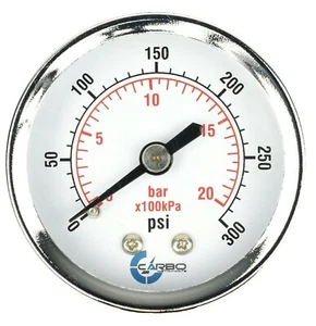 2" Pressure Gauge - Chrome Plated Steel Case, 1/4"NPT, Back Mnt. 300 PSI - Picture 1 of 3