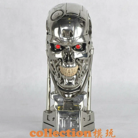 LED Eyes T2 T800 Endoskeleton Skull Life Size Bust Model Statue Resin Statue 1PC Cover