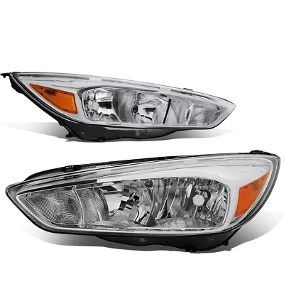 For 2015-2018 Ford Focus Chrome Housing Headlights W/Bulb W/O LED DRL Pair LH+RH - Изображение 1 из 4