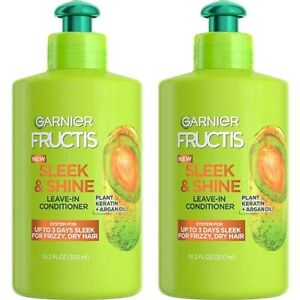 Garnier Fructis Leave In Conditioner Curly Hair Sleek & Shine Cream 10.2oz 2-PK*