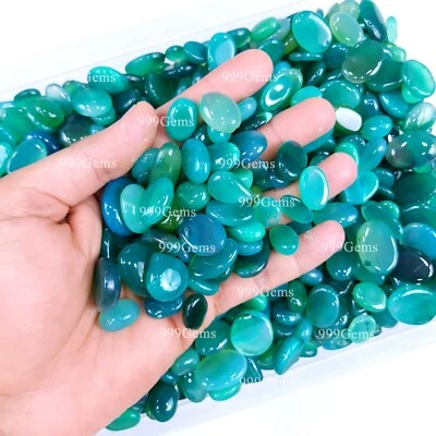 20 Pcs Wholesale Natural AAA Green Onyx Loose Cabochon Gemstone Lot 10-20mm - Image 1 of 4