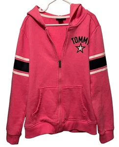 Tommy Girls Sweatshirt Size 8/10 Pink Hoodie Youth Logo Zip Up Full Zipper - Picture 1 of 7