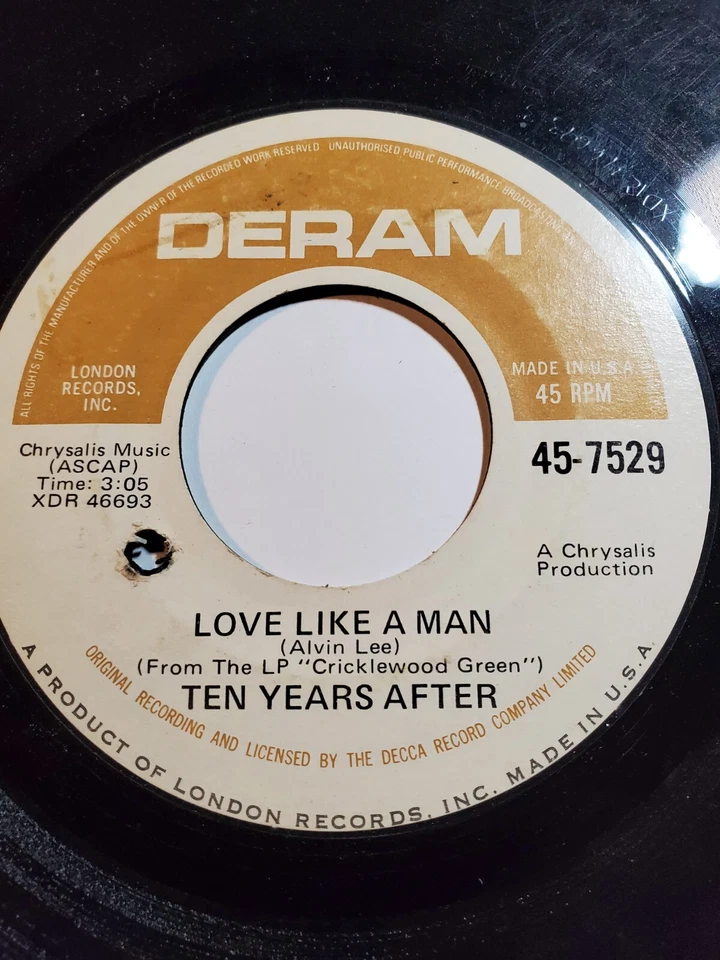 TEN YEARS AFTER 45RPM 7” Single Deram Records ”Love Like A Man” VG F155 - Image 1 of 1