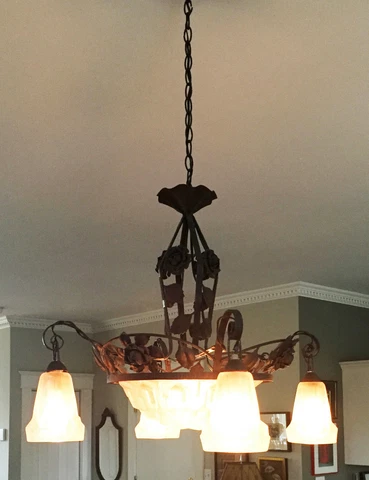 Degue Art Deco Rare 1920 Signed Chandelier Cover