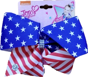 Jojo Siwa 8" American Flag Bow Red, White & Blue 4th of July Rhinestone Center - Picture 1 of 2