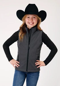 Roper Girls Kids Heather Grey Polyester Softshell Vest - Picture 1 of 4